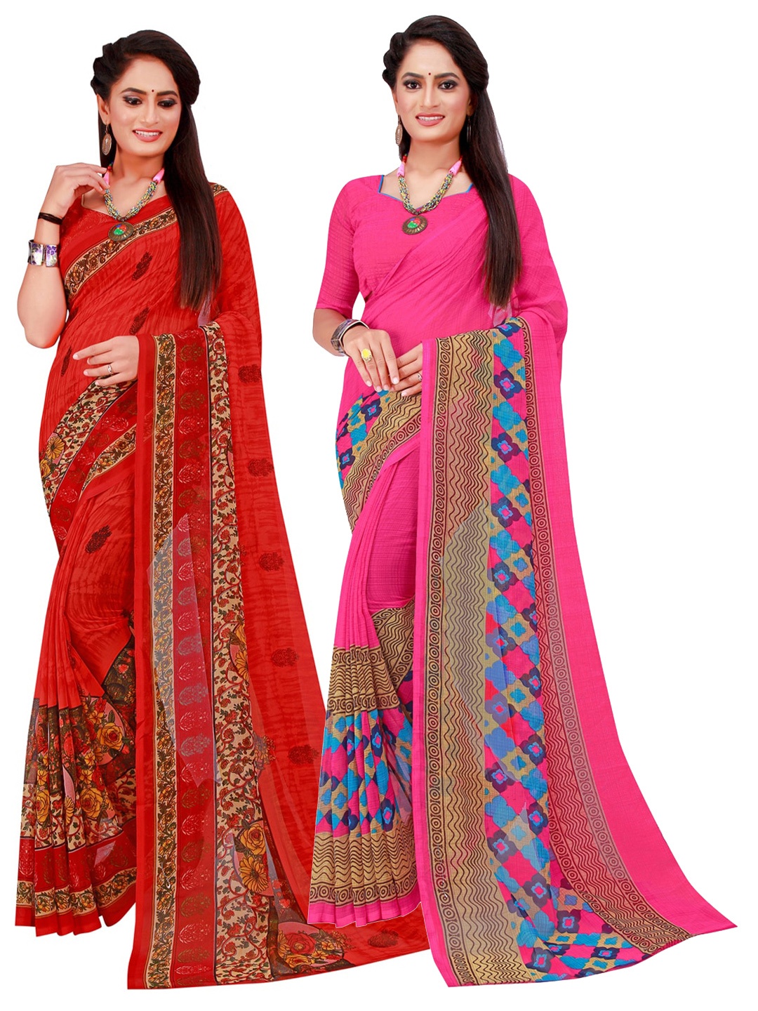 

Florence Pack Of 2 Pure Georgette Sarees, Magenta