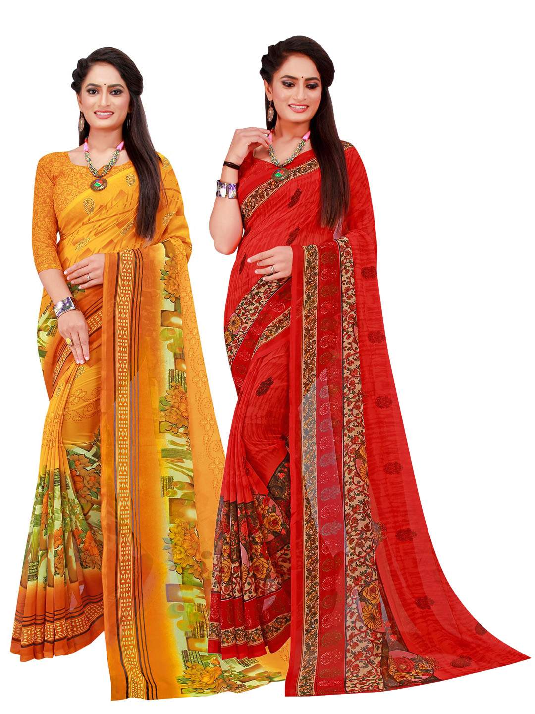 

Florence Pack Of 2 Pure Georgette Sarees, Red