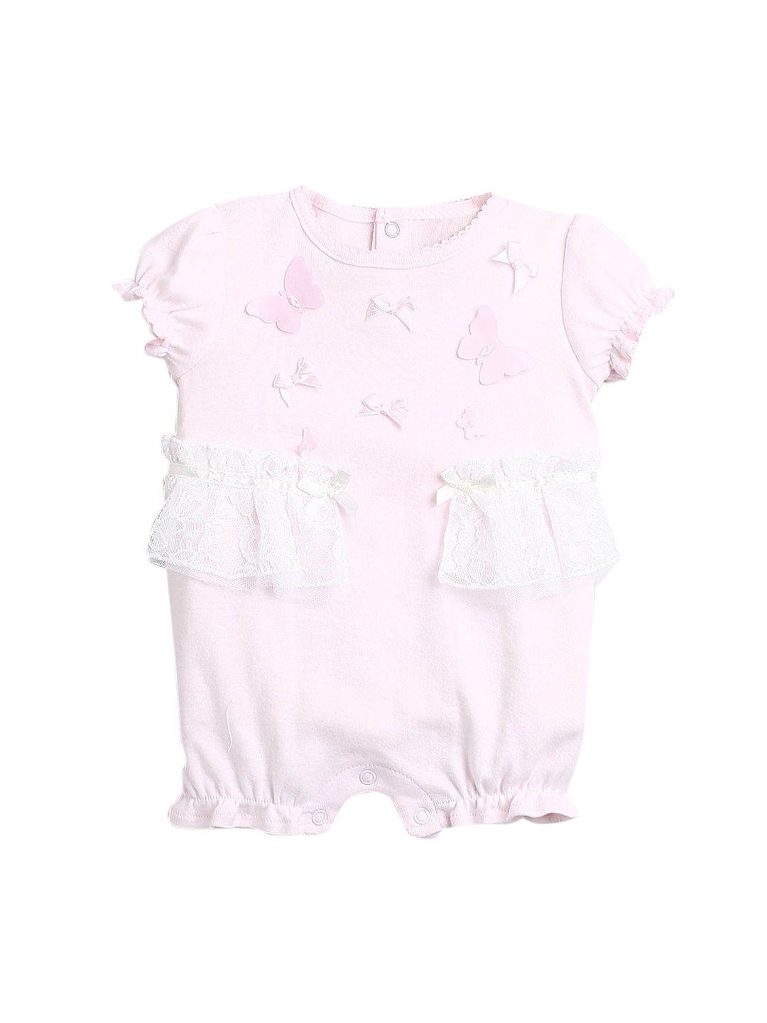

Hopscotch Infant Girls Pink Printed Pure Cotton Romper