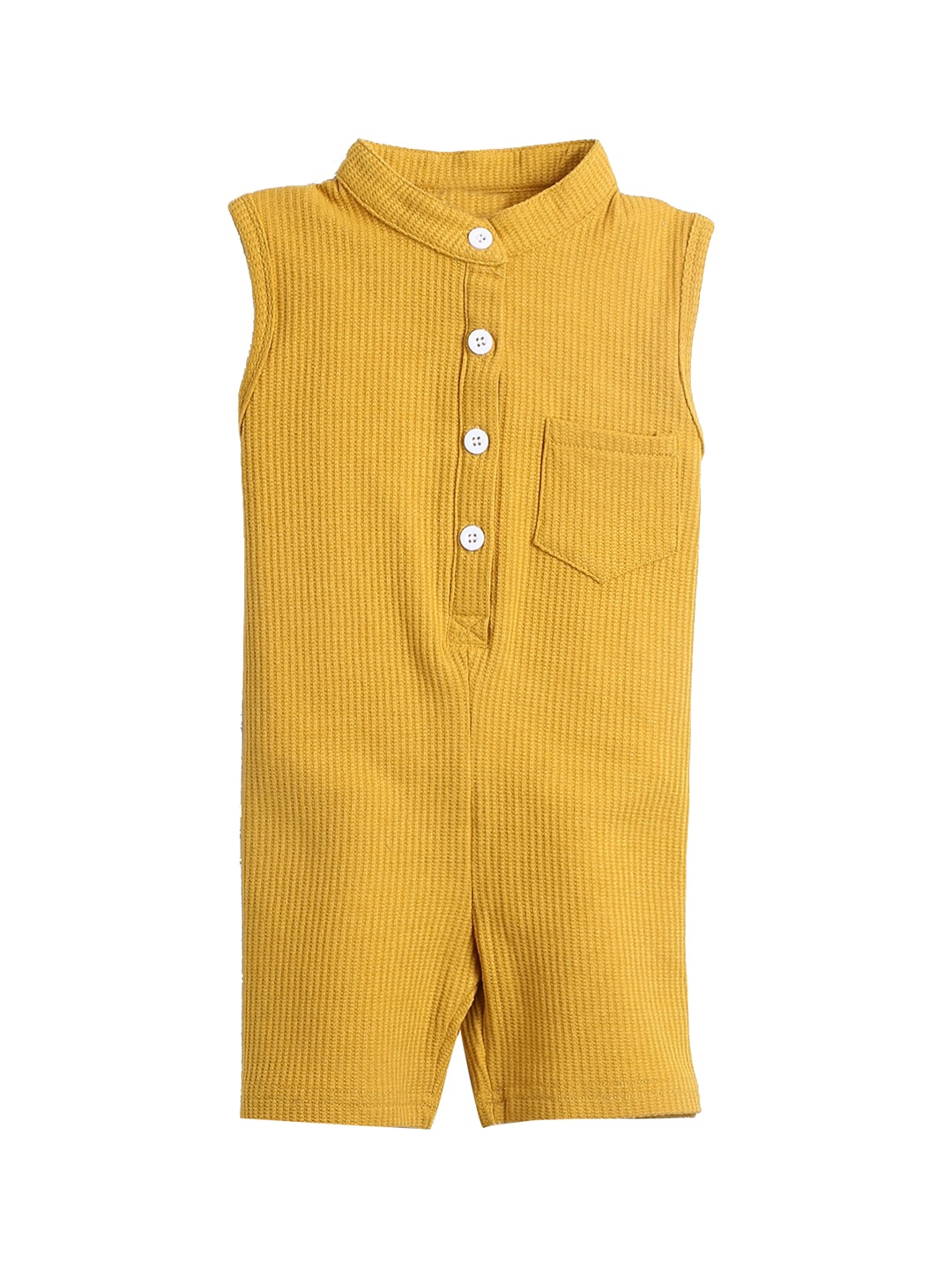 

Hopscotch Infant Kids Yellow Solid Cotton Romper