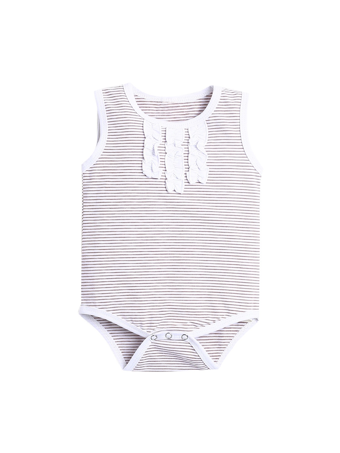 

Hopscotch Infant Girls White & Brown Striped Pure Cotton Bodysuit