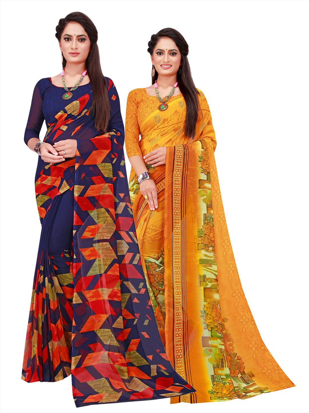 

Florence Pack Of 2 Pure Georgette Sarees, Navy blue