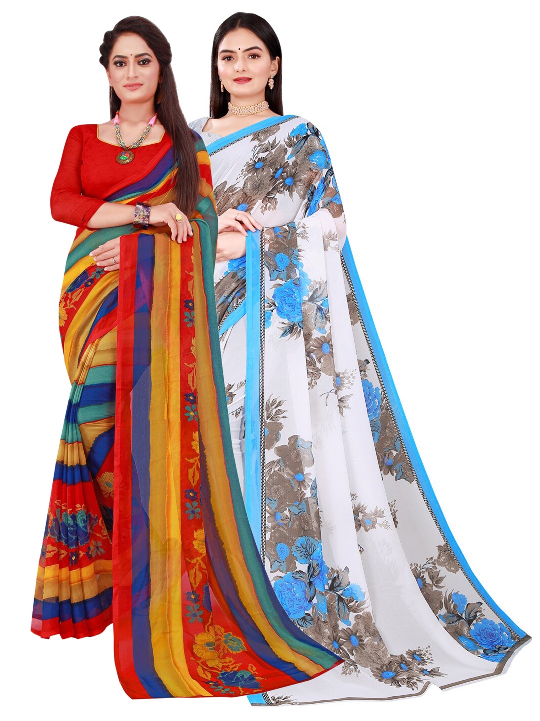

Florence Pack Of 2 Pure Georgette Sarees, Red