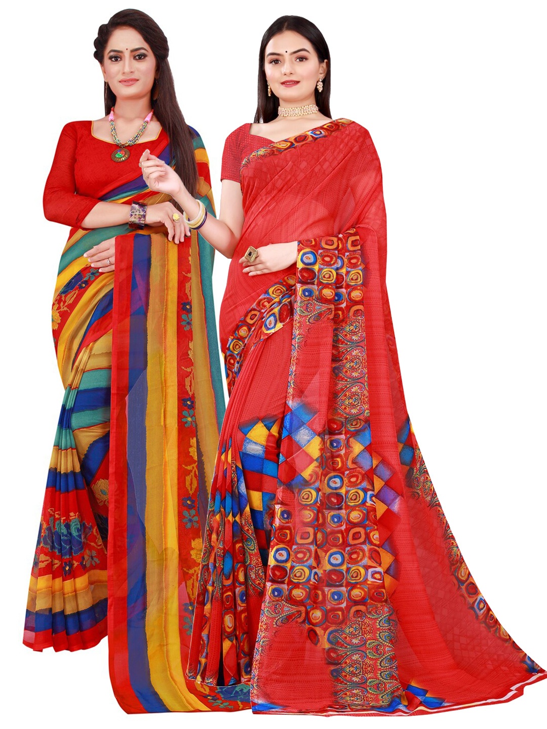 

Florence Pack Of 2 Pure Georgette Sarees, Red