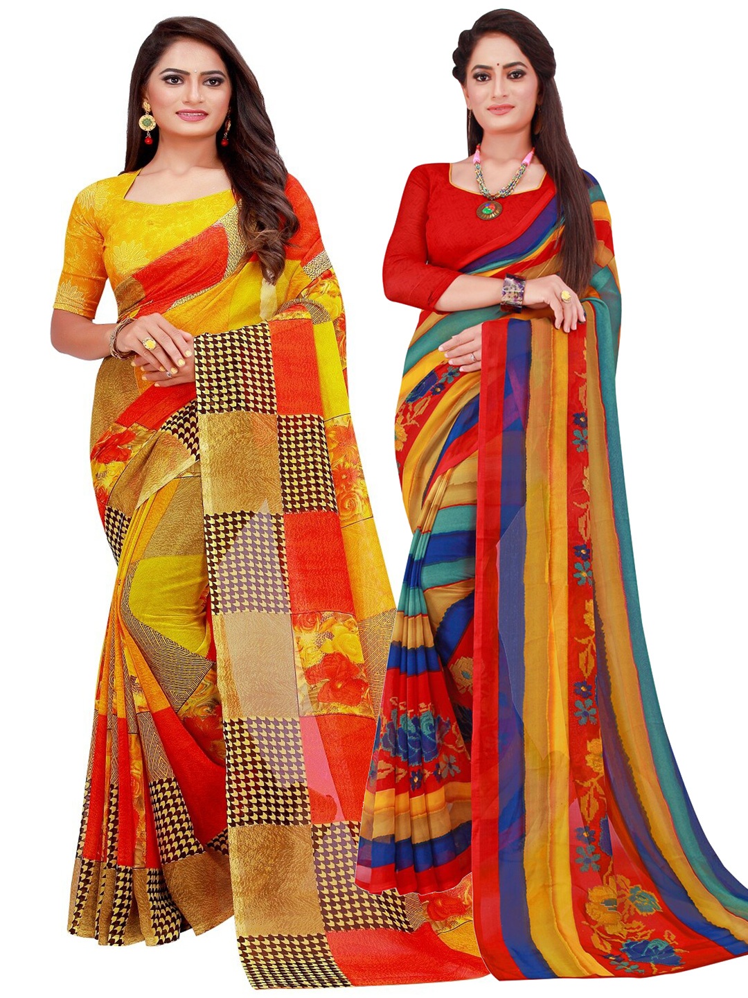 

Florence Pack Of 2 Pure Georgette Sarees, Red