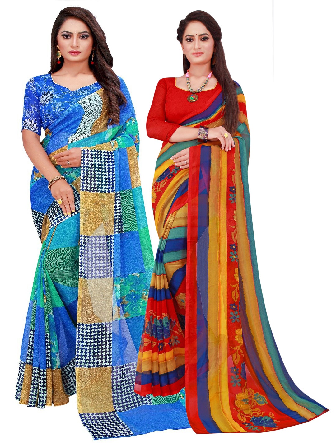 

Florence Pack Of 2 Pure Georgette Sarees, Red