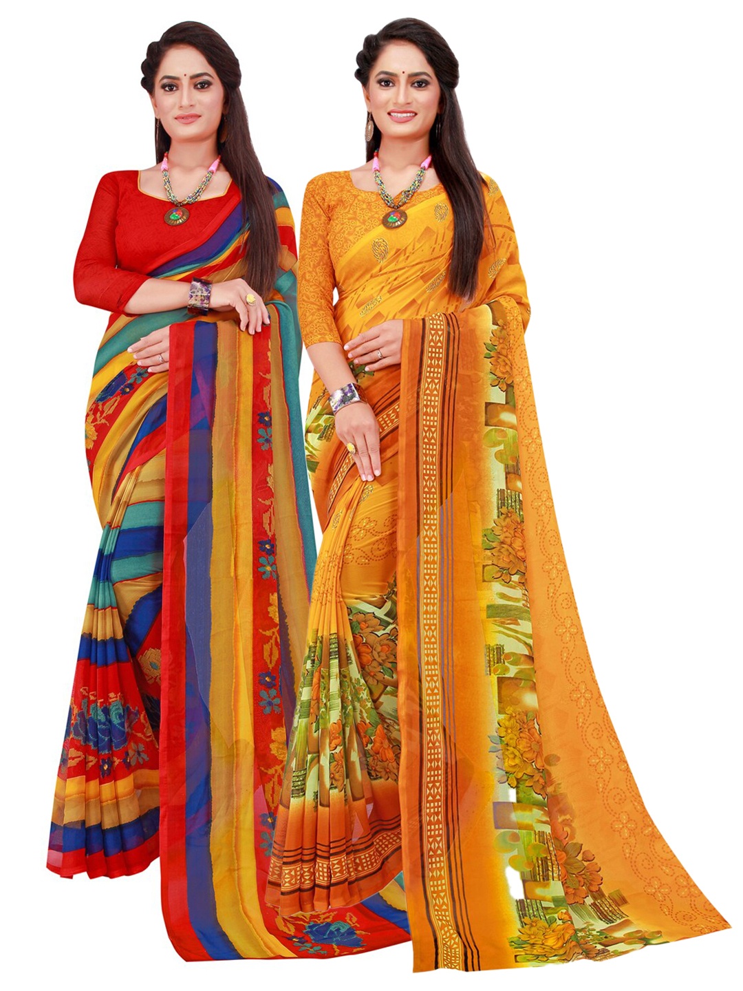 

Florence Pack Of 2 Pure Georgette Sarees, Red