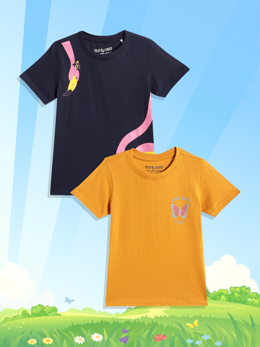 

Miss & Chief Girls Pack of 2 T-shirts, Navy blue