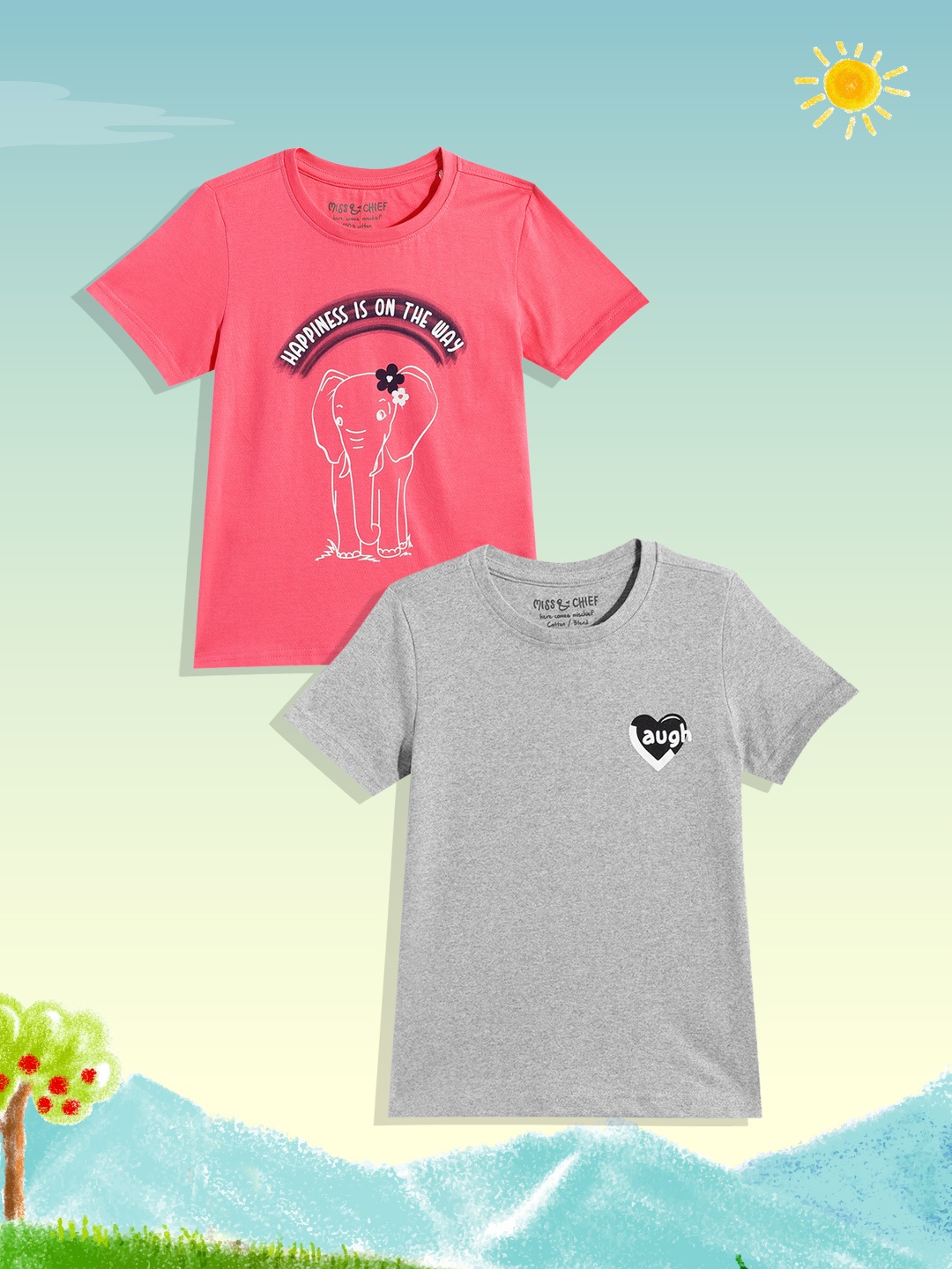 

Miss & Chief Girls Pack of 2 T-shirts, Pink