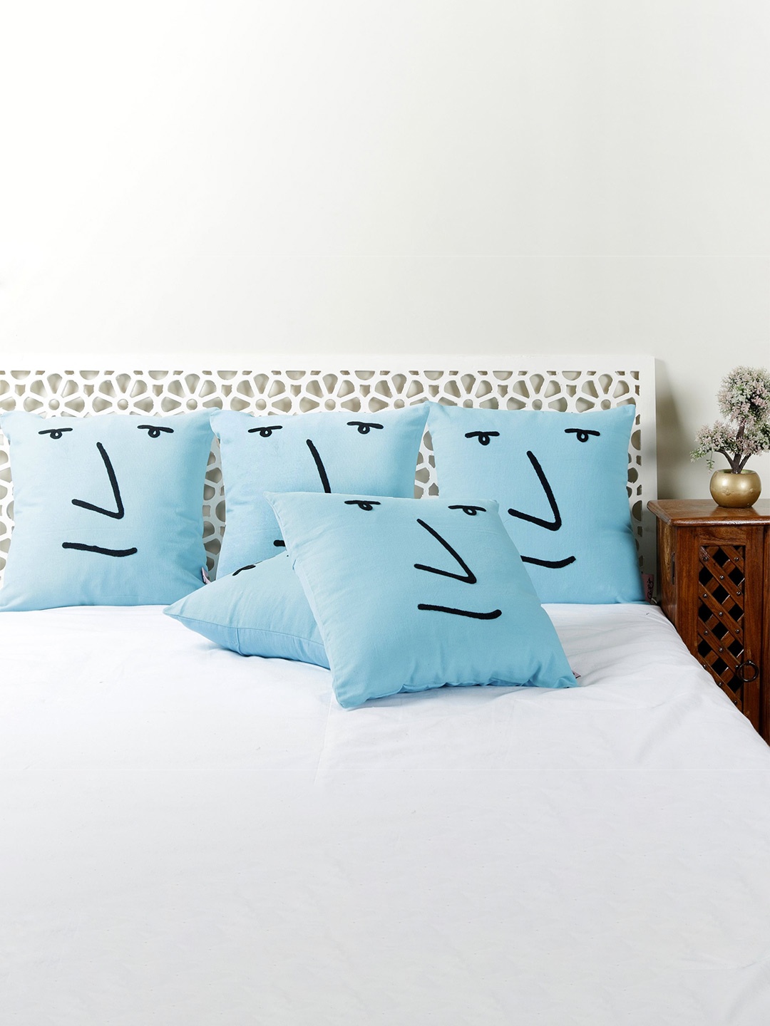 

HANDICRAFT PALACE Turquoise Blue Embroidered Square Cushion Cover
