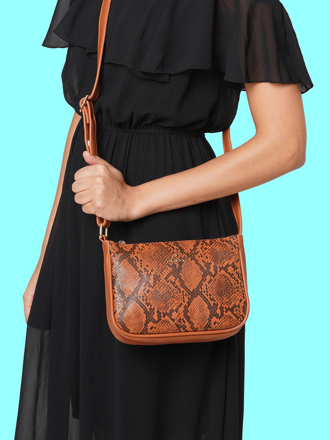 

Lavie Women Tan Python Keg Slingbag, Brown