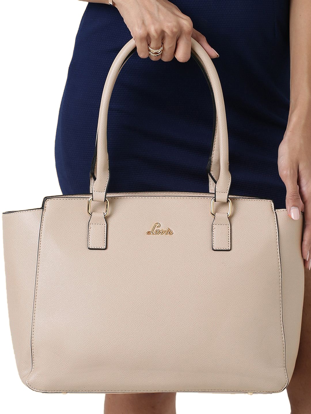 

Lavie Kaley Women Beige Solid Structured Large Tote Bag