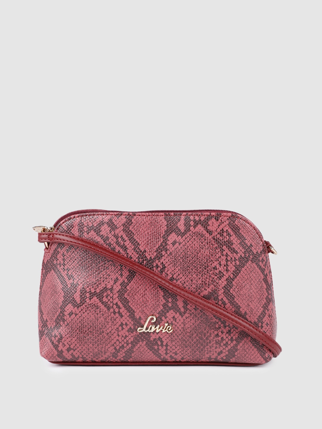 

Lavie Taffy Red Snake Skin Textured Sling Bag