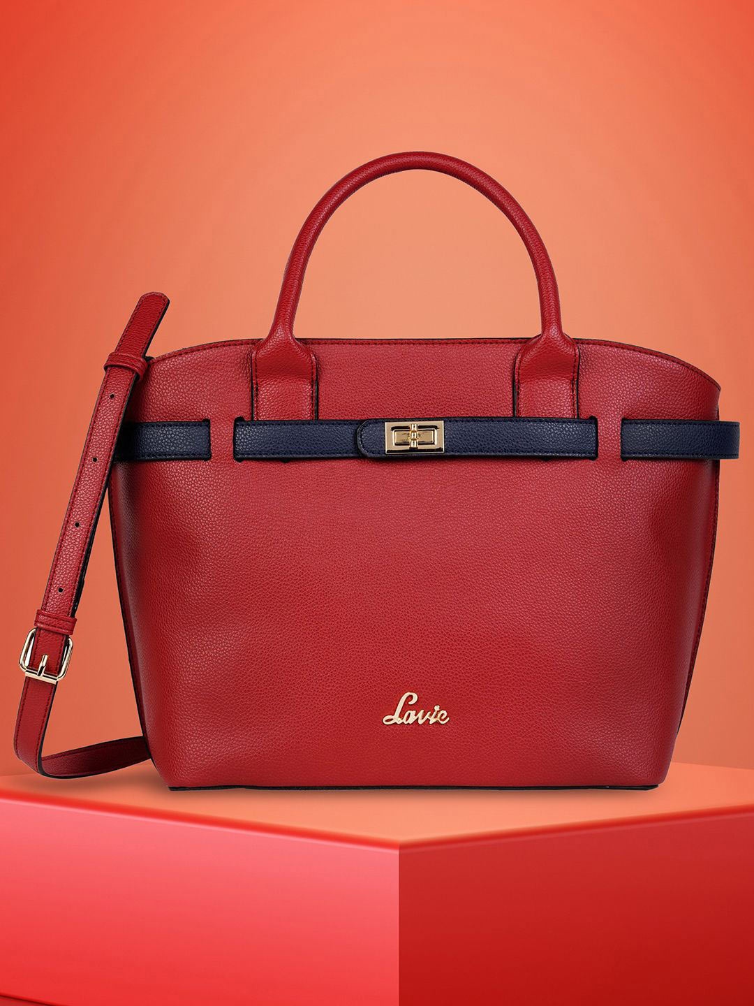 

Lavie Fallon Red Solid Structured Handheld Bag