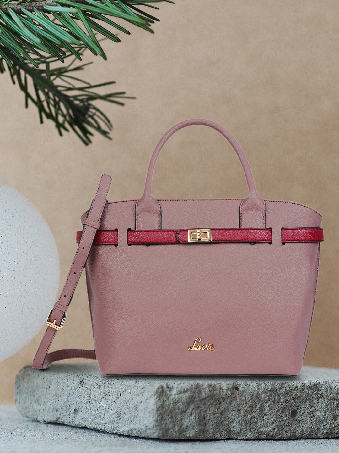 

Lavie Fallon Dusty Pink Solid Structured Handheld Bag