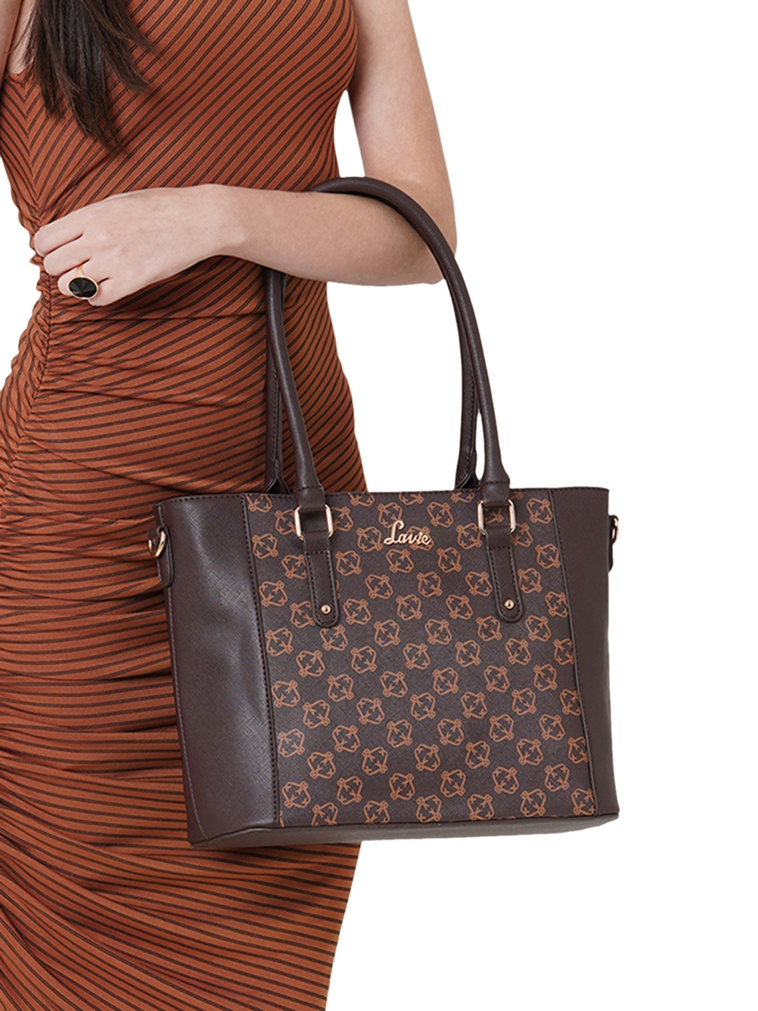 

Lavie Mono Horsy Women Brown Printed PU Structured Shoulder Bag