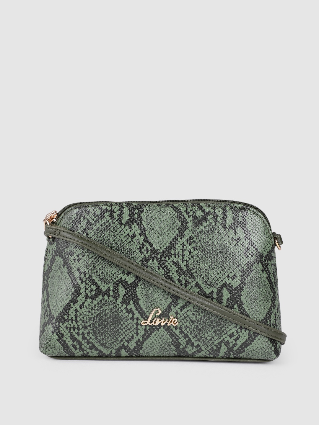 

Lavie Taffy Green Animal Print Structured Sling Bag
