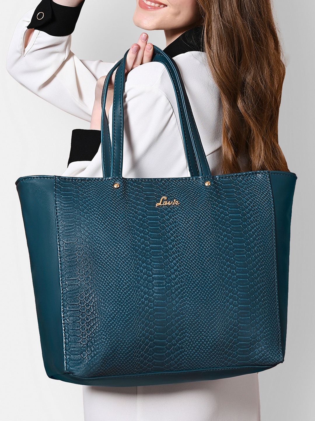 

Lavie Croc Nov Women Teal Blue Tote Bag