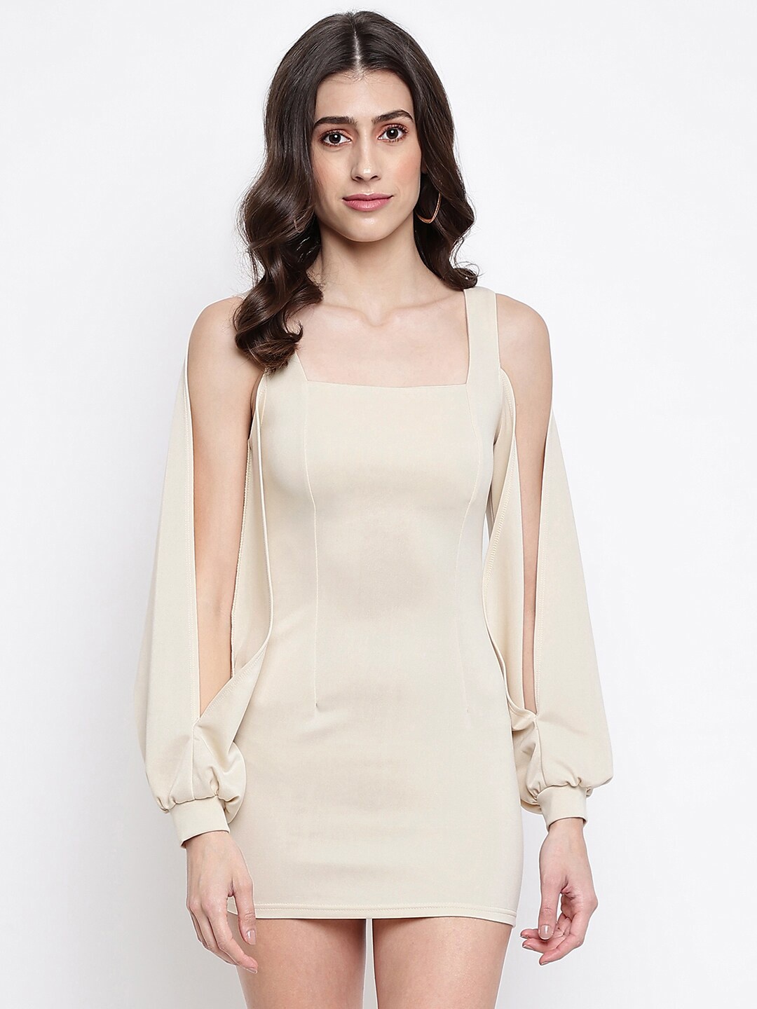 

iki chic Khaki Scuba Bodycon Mini Dress