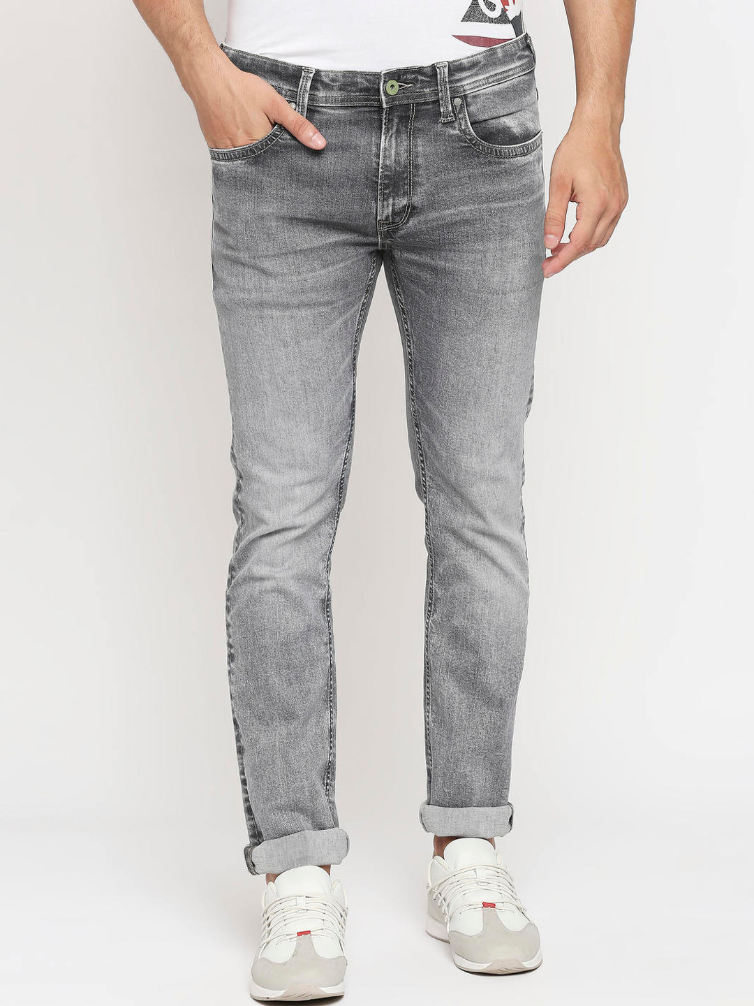 

Pepe Jeans Men Slim Fit Mid-Rise Heavy Fade Jeans, Grey
