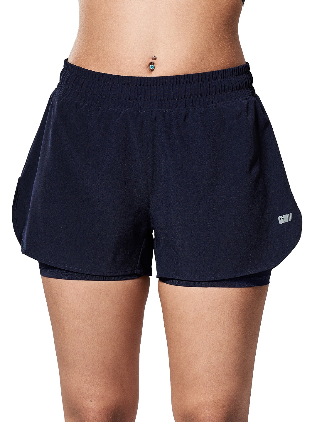 

The Souled Store Women Navy Blue Solid Running Sports Shorts
