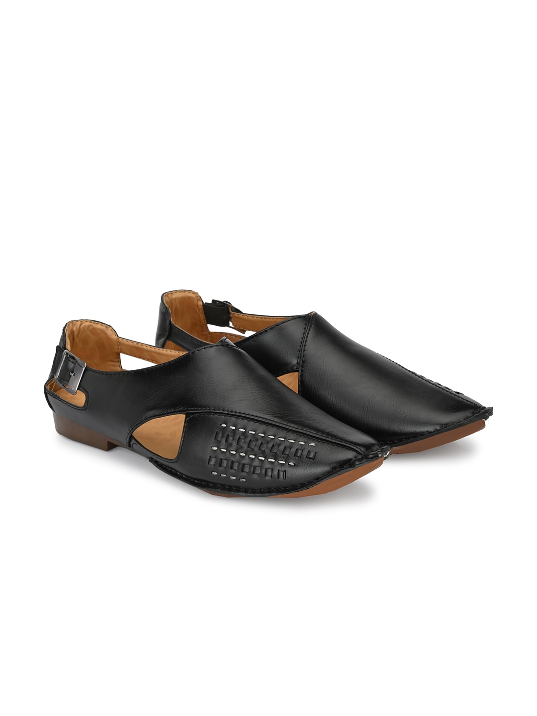 

Azzaro Black Men Black Ethnic Shoe-Style Sandals