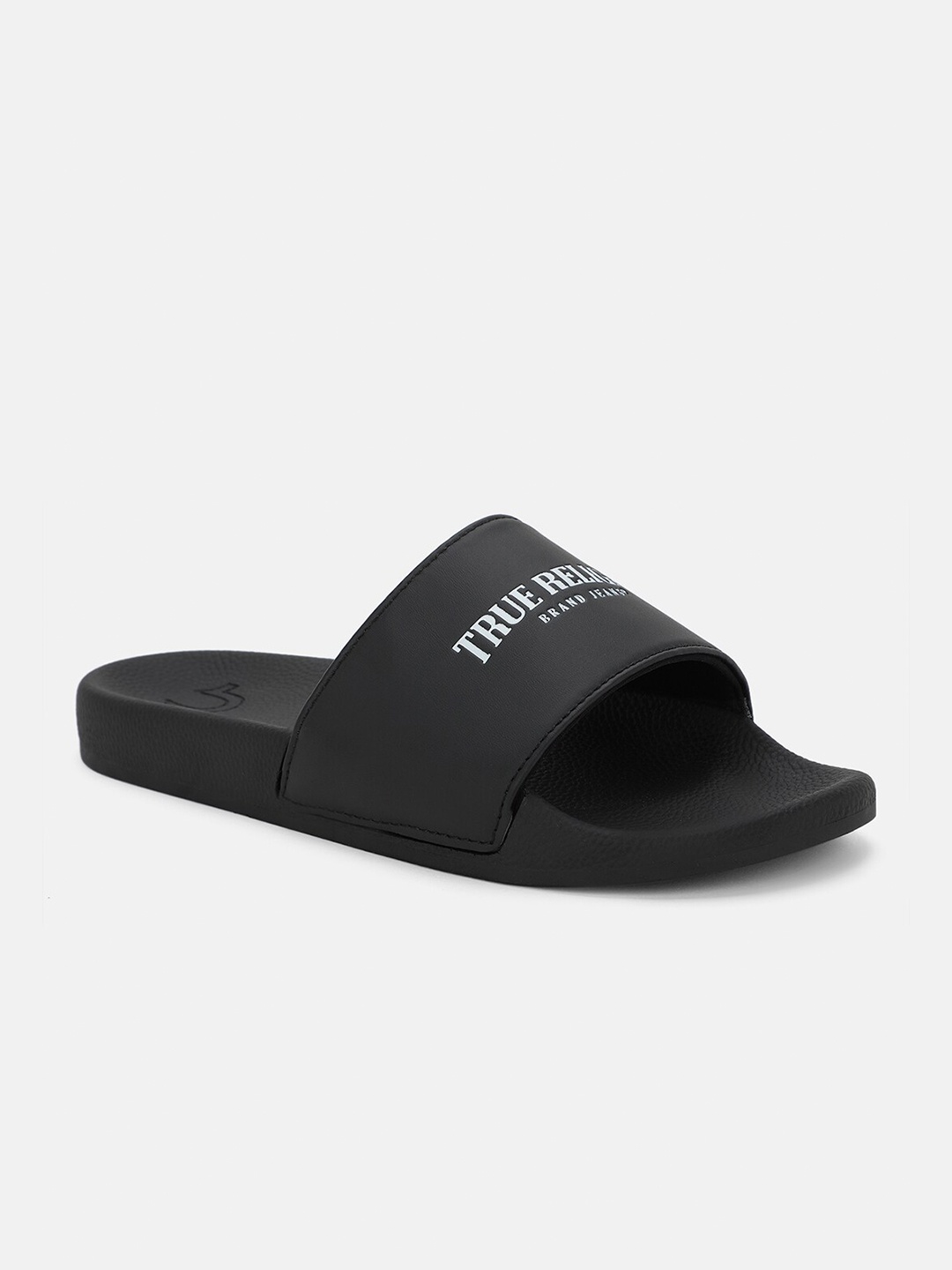 

True Religion Men Black & White Printed Sliders