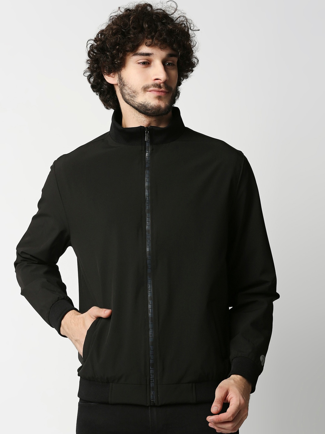 

Pepe Jeans Men Black Solid Bomber Jacket