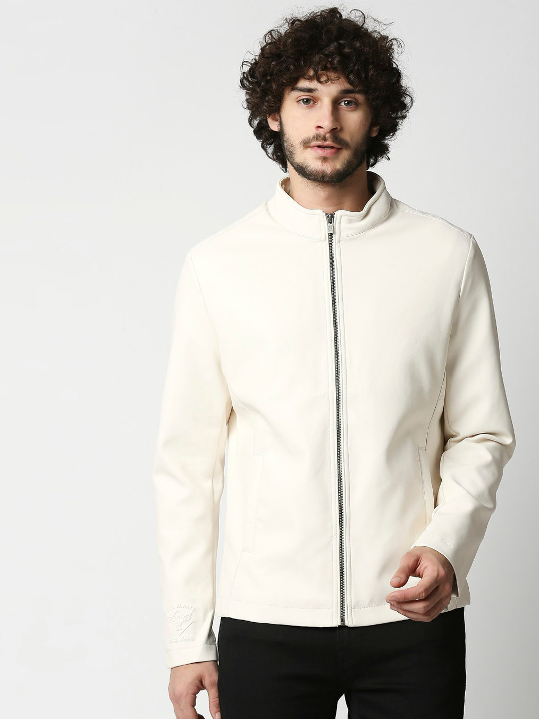 

Pepe Jeans Men Off White Solid Bomber Jacket