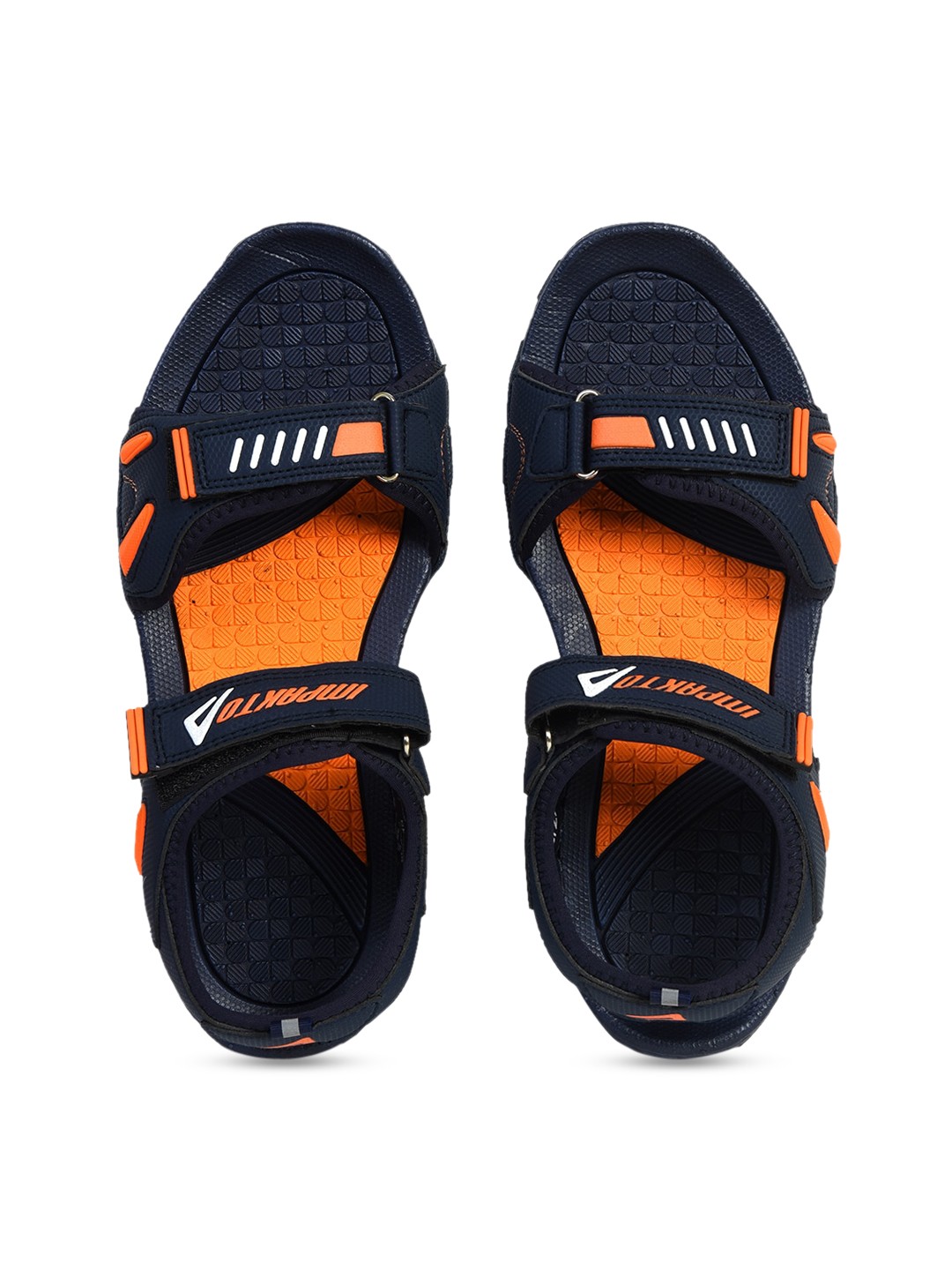 

IMPAKTO Men Navy Blue & Orange Printed Sports Sandal
