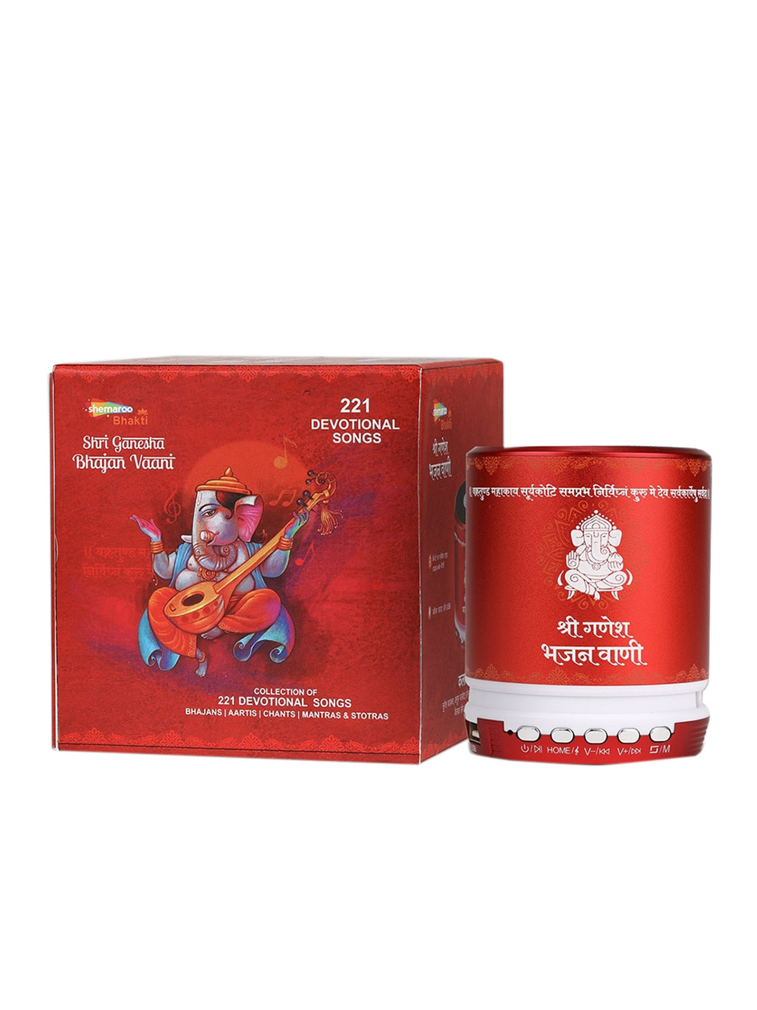 

Shemaroo Ganesh Bhajan Vaani Bluetooth Speaker With Preloaded Aarti Bhajan Jaap Mantras, Red