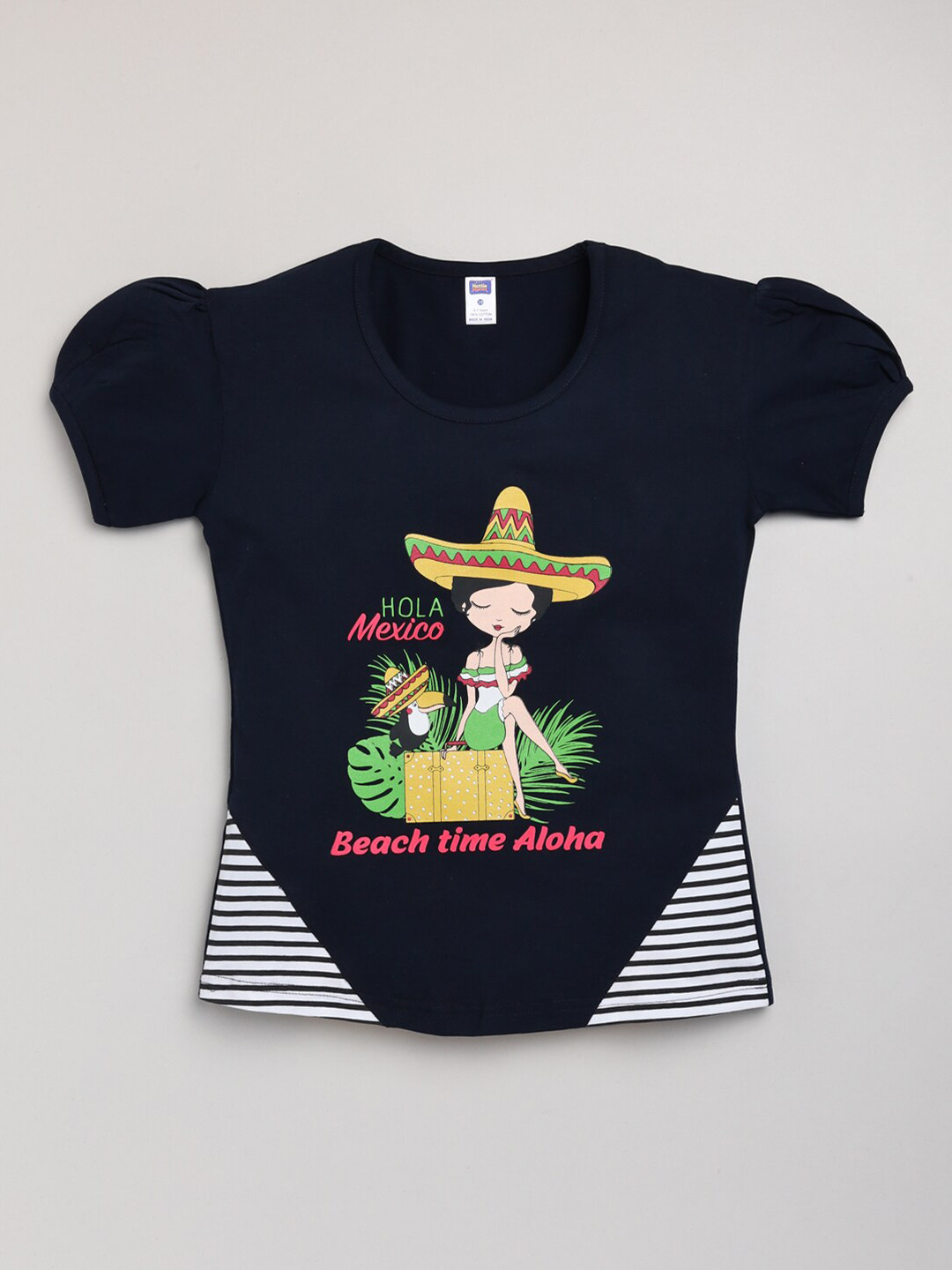 

Nottie Planet Navy Blue Print Pure Cotton Top