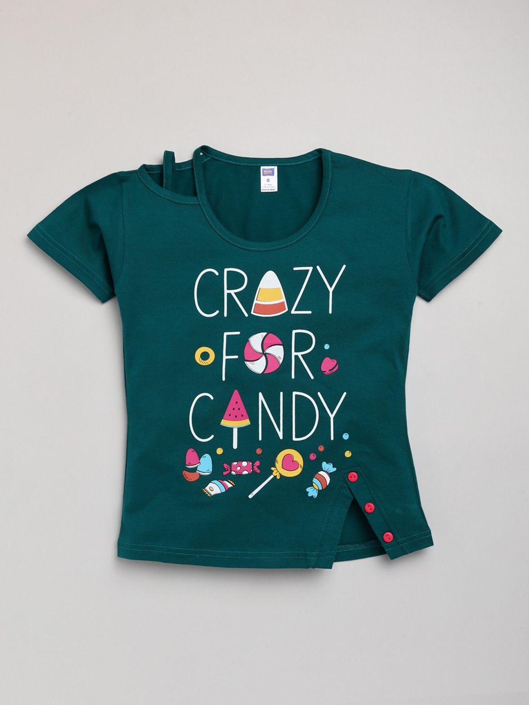 

Nottie Planet Girls Green Pure Cotton Printed Top