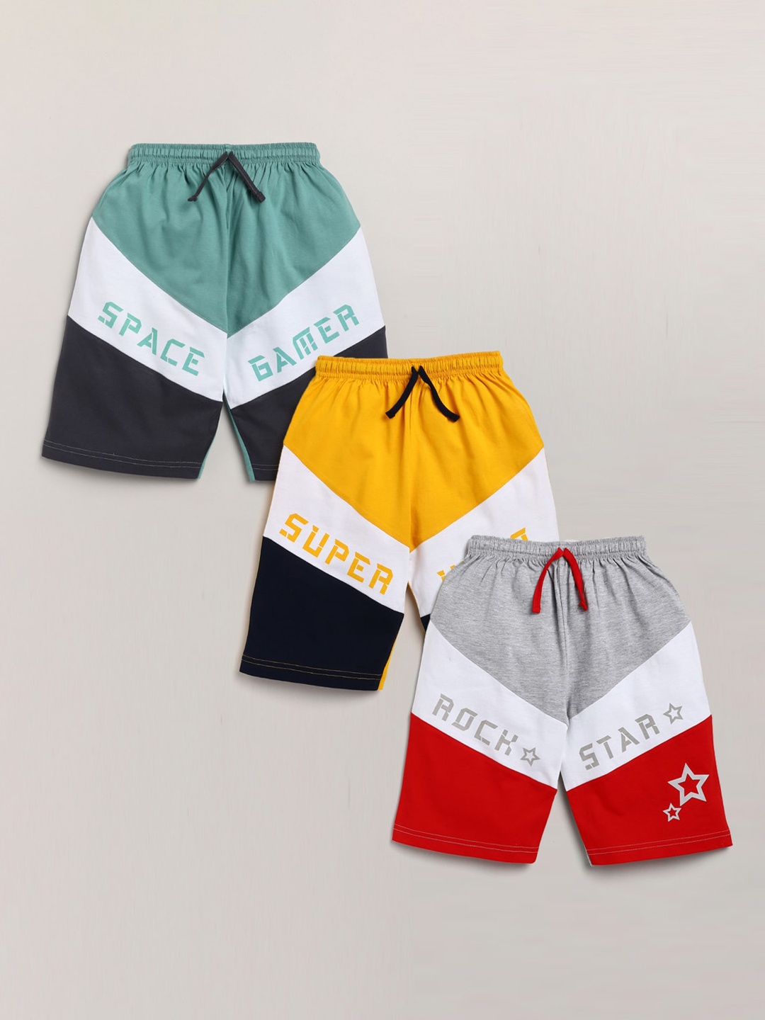 

Nottie Planet Boys Multicoloured Colourblocked Printed Shorts 100% Cotton, Multi