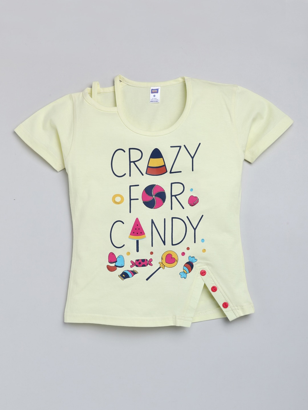

Nottie Planet Girls Lime Green Graphic Printed Cotton Top