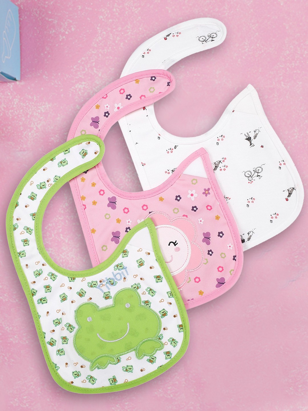 

Baby Moo Unisex Infant Pack Of 3 Floral Printed Bibs, Multi