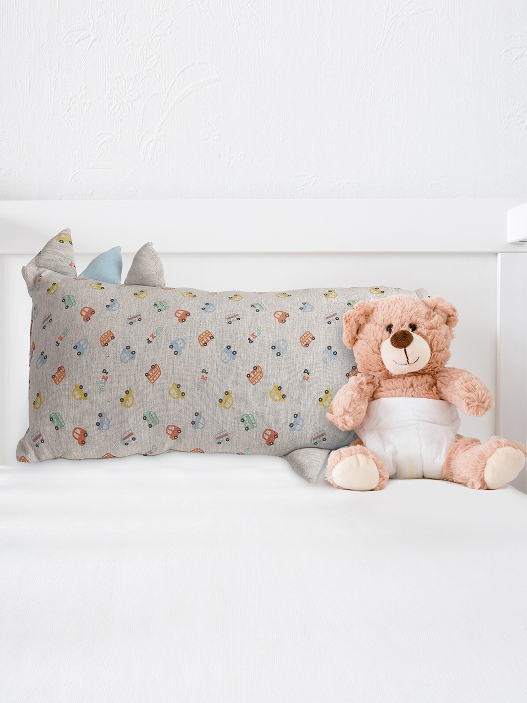 

Baby Moo Kids Grey Traffic Jam Printed Pillow