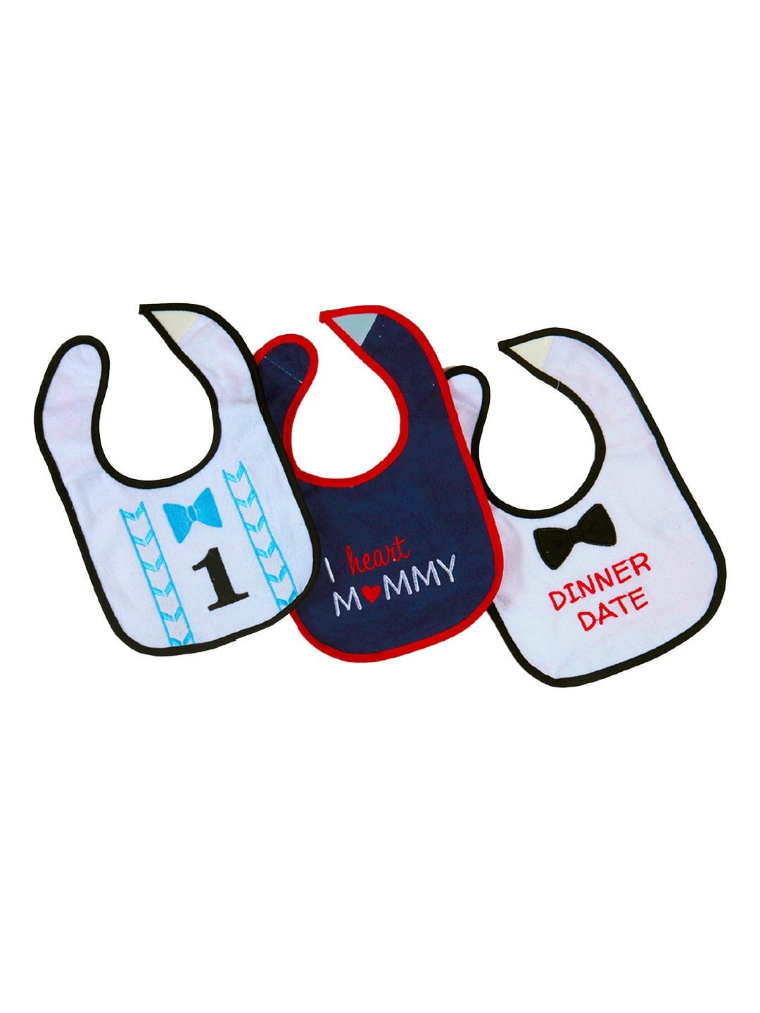 

Baby Moo Infant Kids Pack Of 3 Printed Bibs, Blue