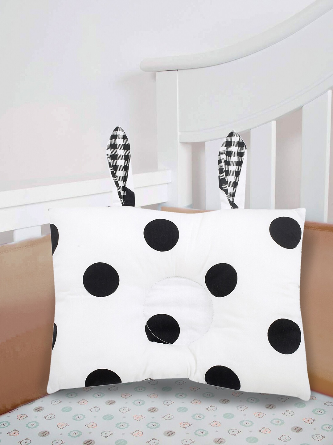 

Baby Moo Kids Black & White Polka Dot Double Sided Pillow
