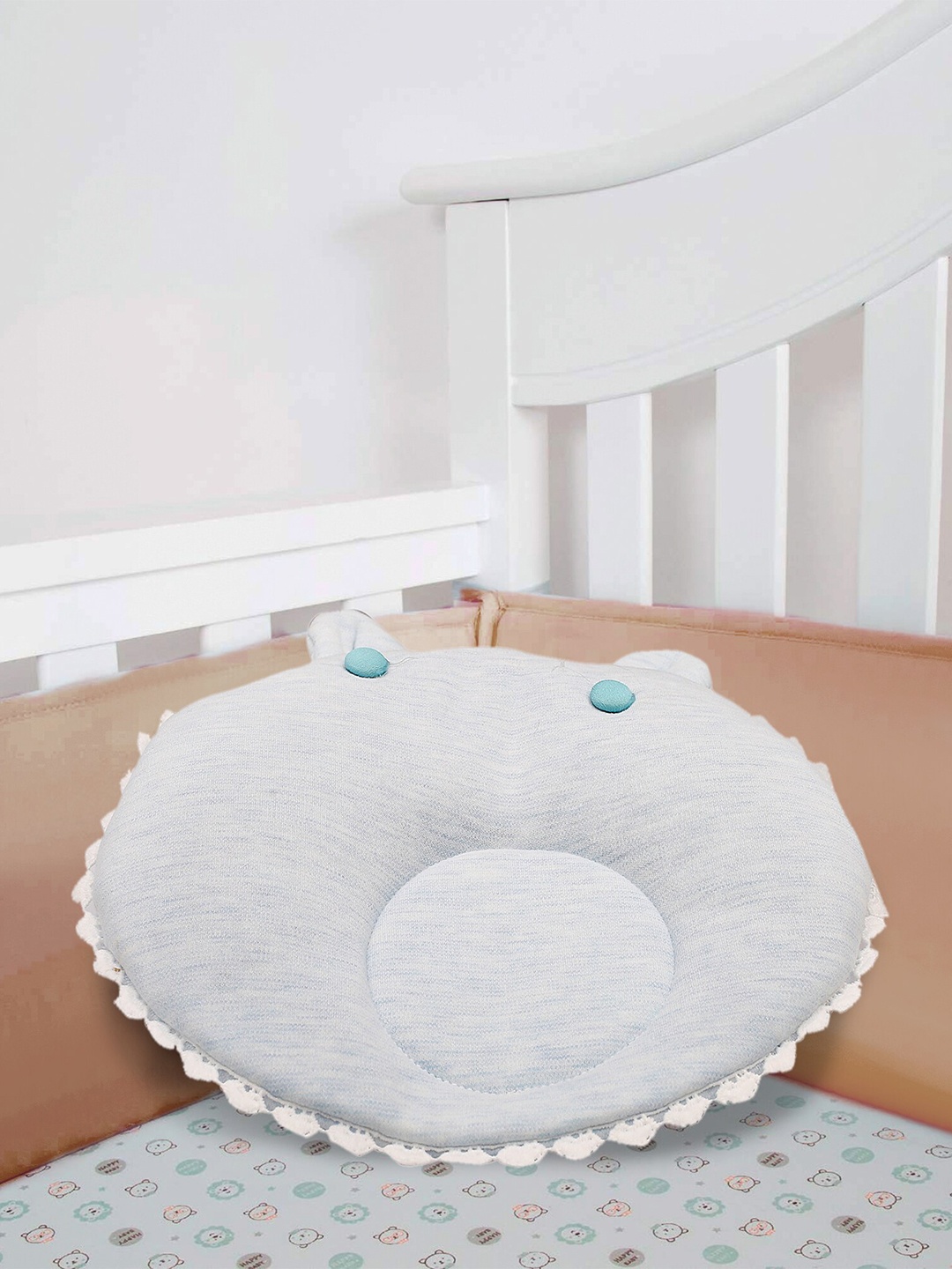 

Baby Moo Blue Round Pillow Set