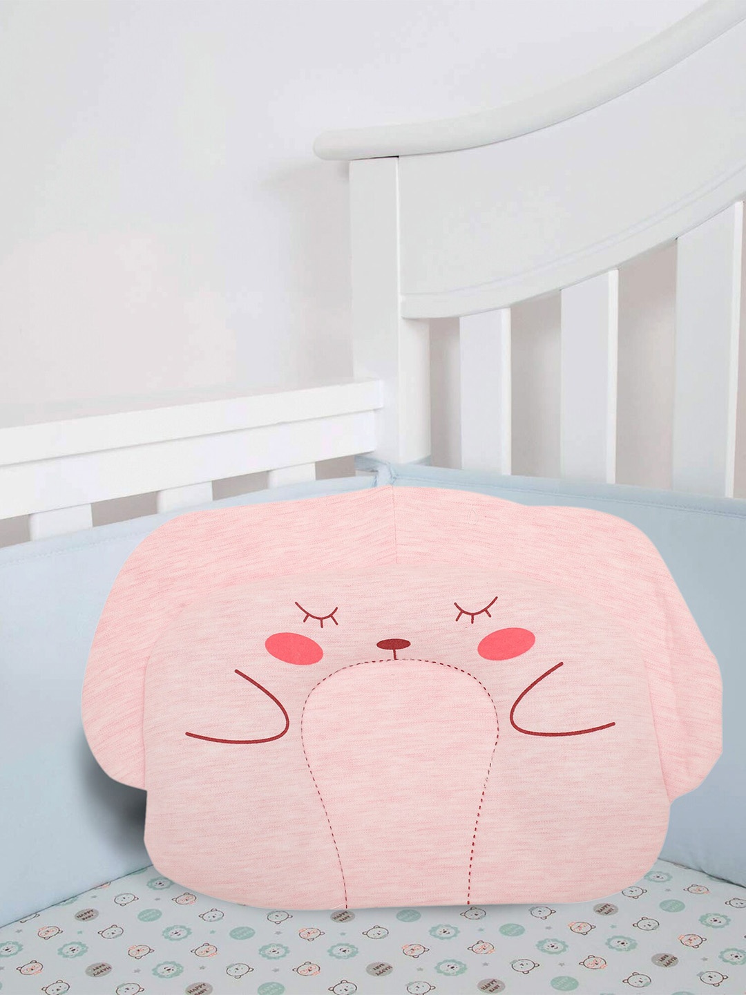 

Baby Moo Kids Pink & Red Sleepy Bear Printed Pillow