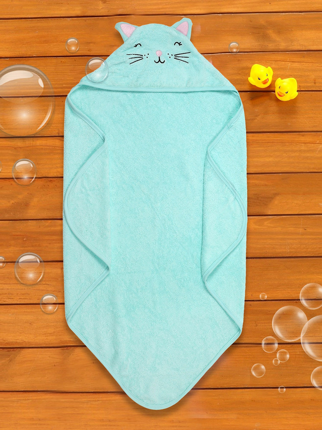 

Baby Moo Infant Kids Green Solid Cotton 210 GSM Hooded Bath Towel