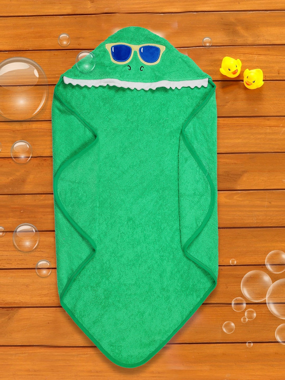 

Baby Moo Infant Kids Green Solid Cotton 210 GSM Hooded Bath Towel