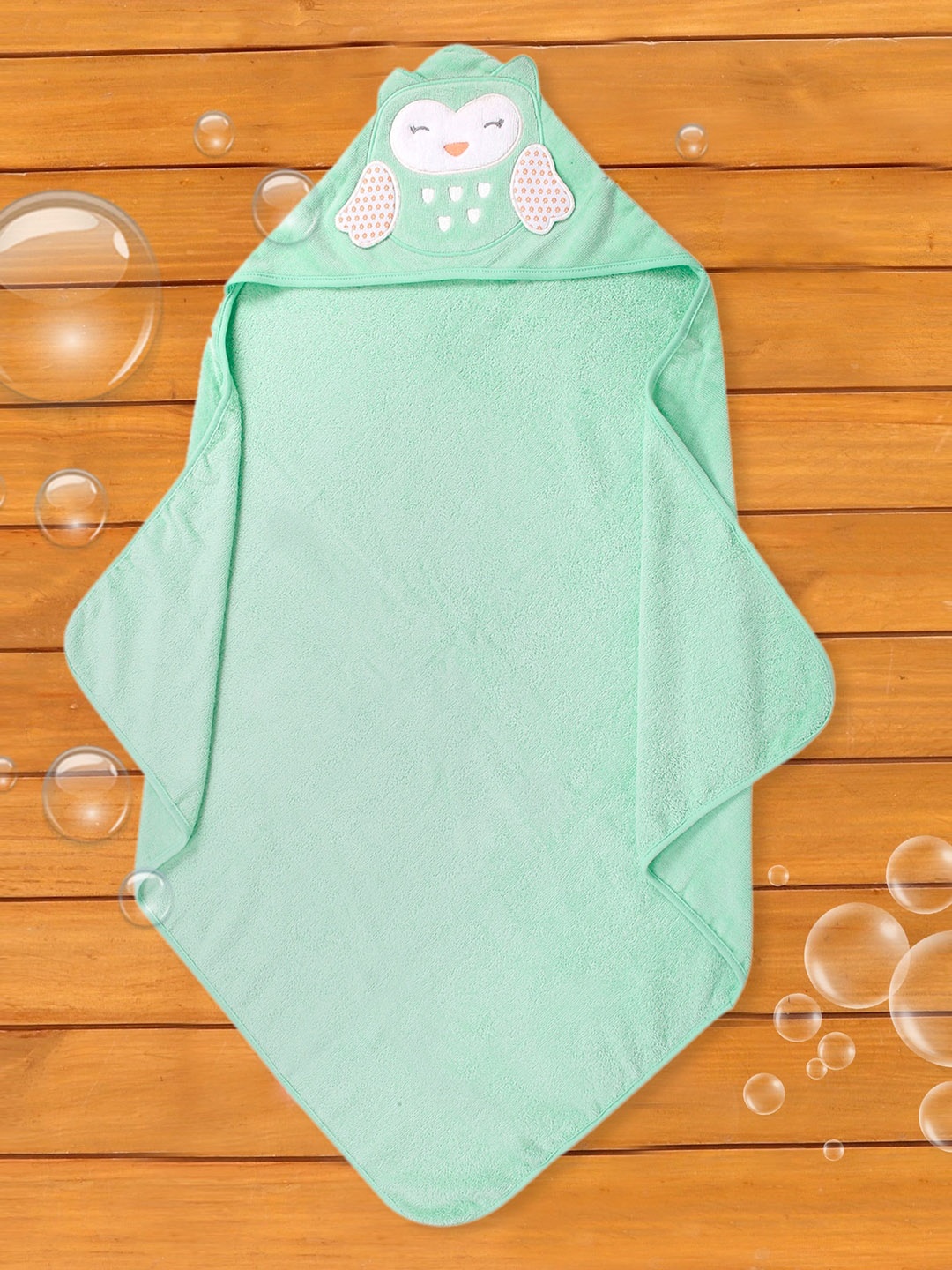 

Baby Moo Infant Kids Green Solid Cotton 210 GSM Hooded Bath Towel