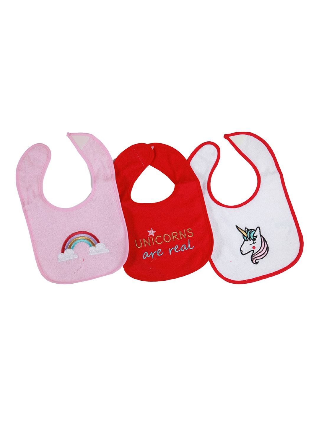 

Baby Moo Infant Girls Pack Of 3 Printed Bibs, White