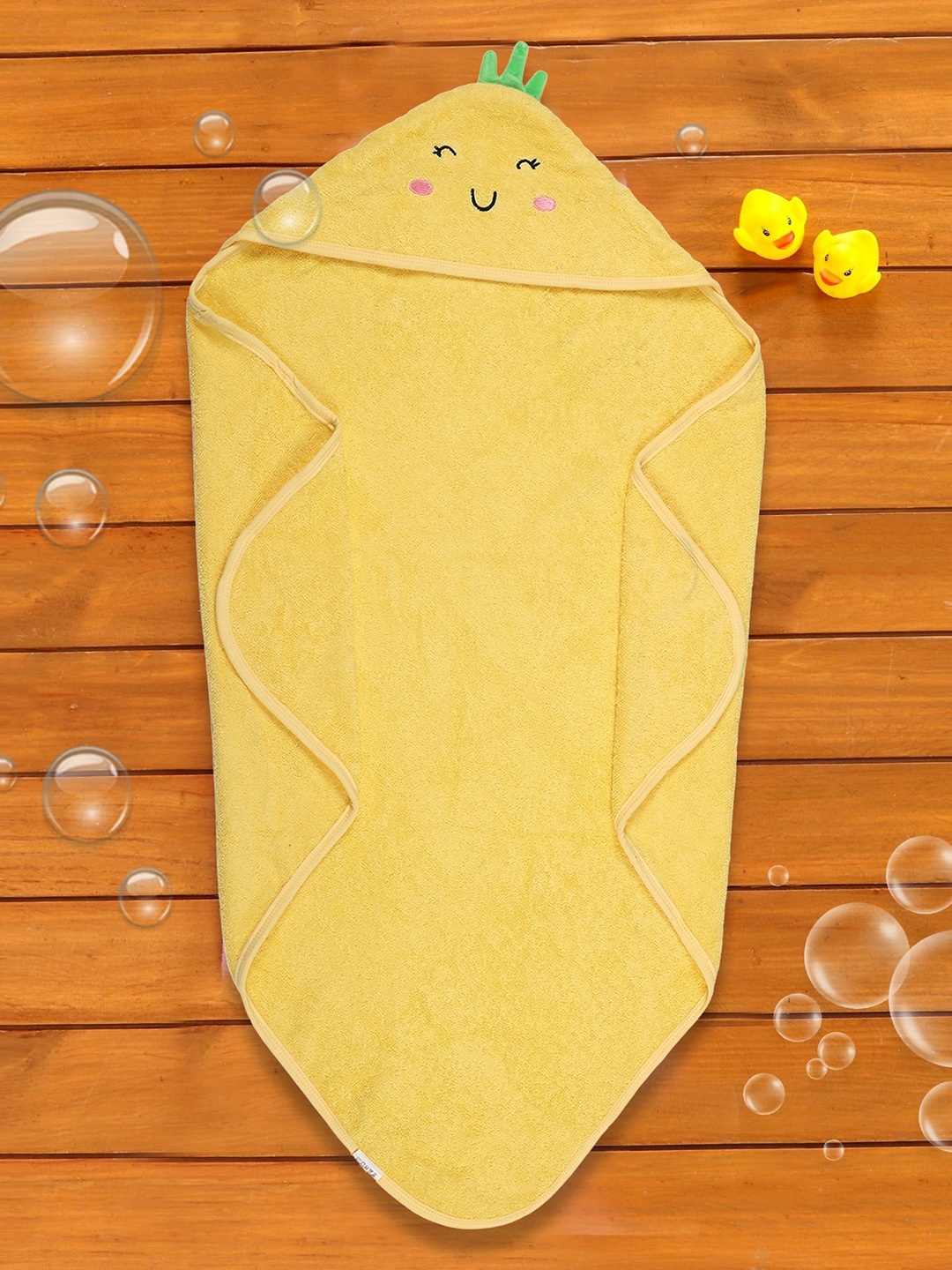 

Baby Moo Infant Kids Yellow Solid Cotton 210 GSM Hooded Bath Towel