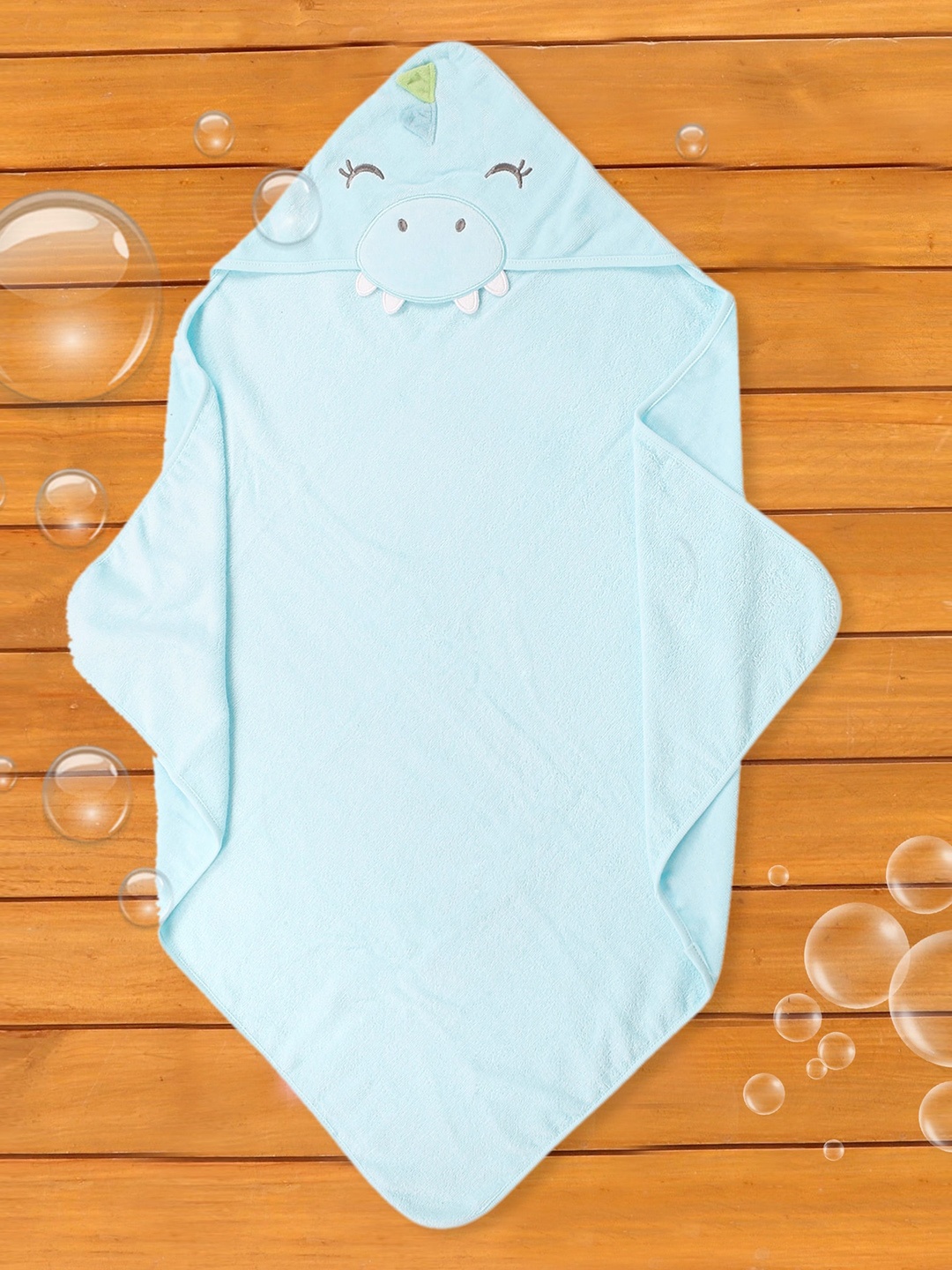 

Baby Moo Infant Kids Blue Solid Cotton 210 GSM Hooded Bath Towel