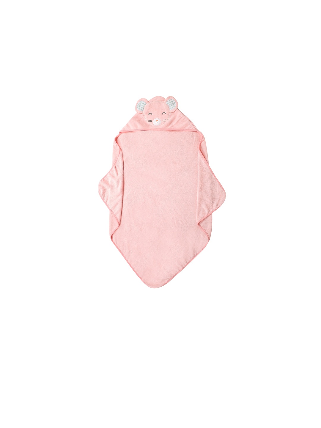 

Baby Moo Infant Kids Peach-Coloured Solid Cotton 210 GSM Hooded Bath Towel