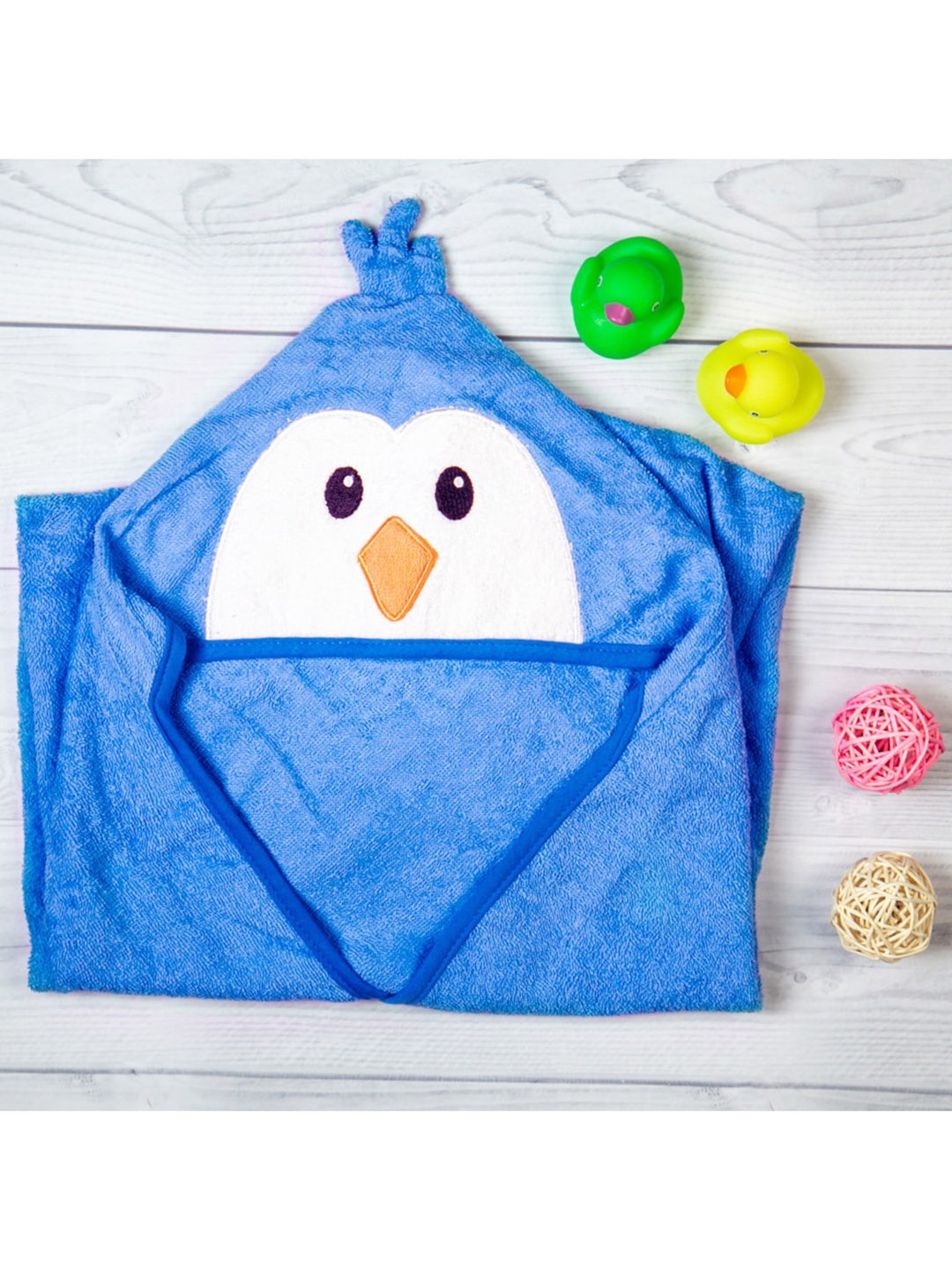 

Baby Moo Infant Kids Blue Solid Cotton 210 GSM Hooded Bath Towel