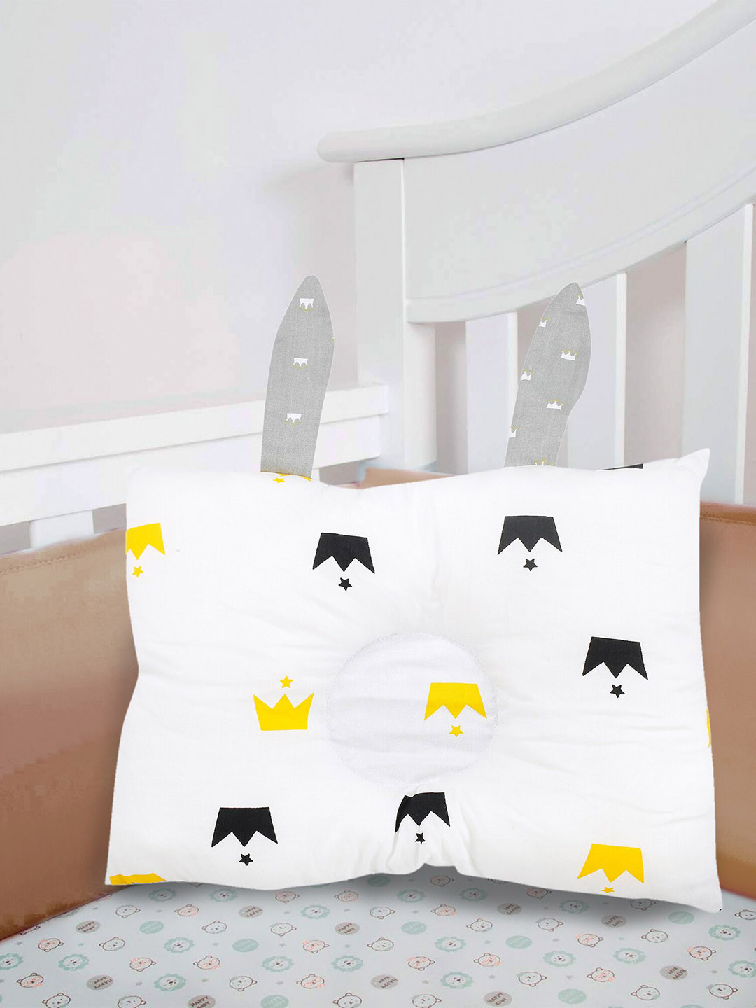 

Baby Moo Kids Grey & White Printed Double Sided Pillow